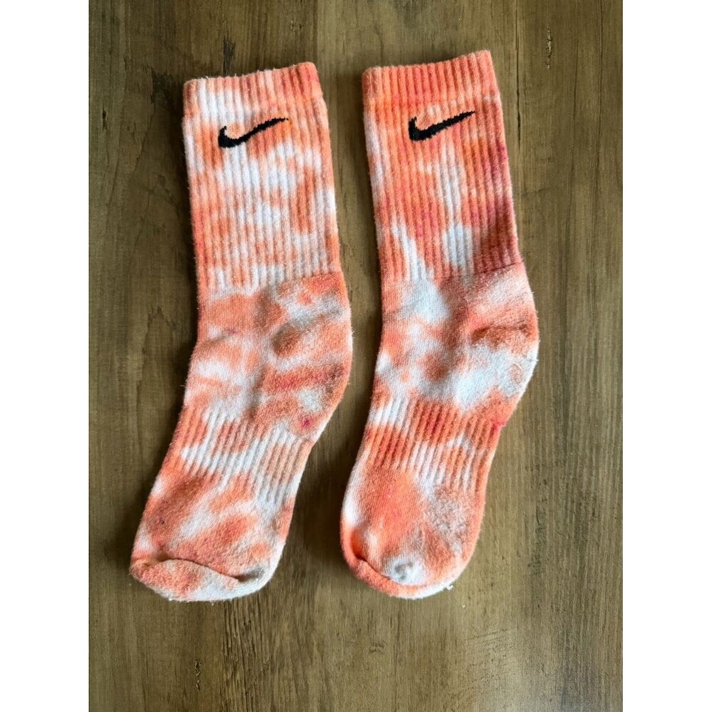 Nike Tie-Dye Crew Socks Size Large Orange/White